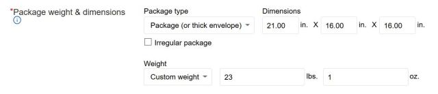 This eBay shipping tip covers how to input package details for calculated shipping.