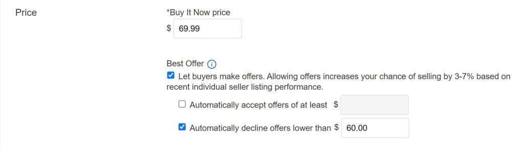 Enabling best offer on eBay listings