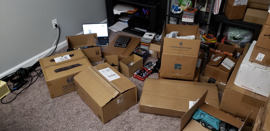 eBay item packages in office